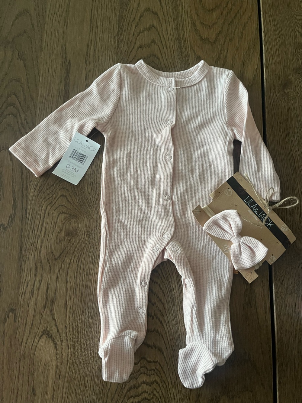 Baby Ribbed One-Piece Romper in Light Pink